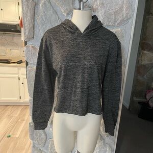 YMI Juniors Dark Gray Cropped Hooded Shirt- Size XL